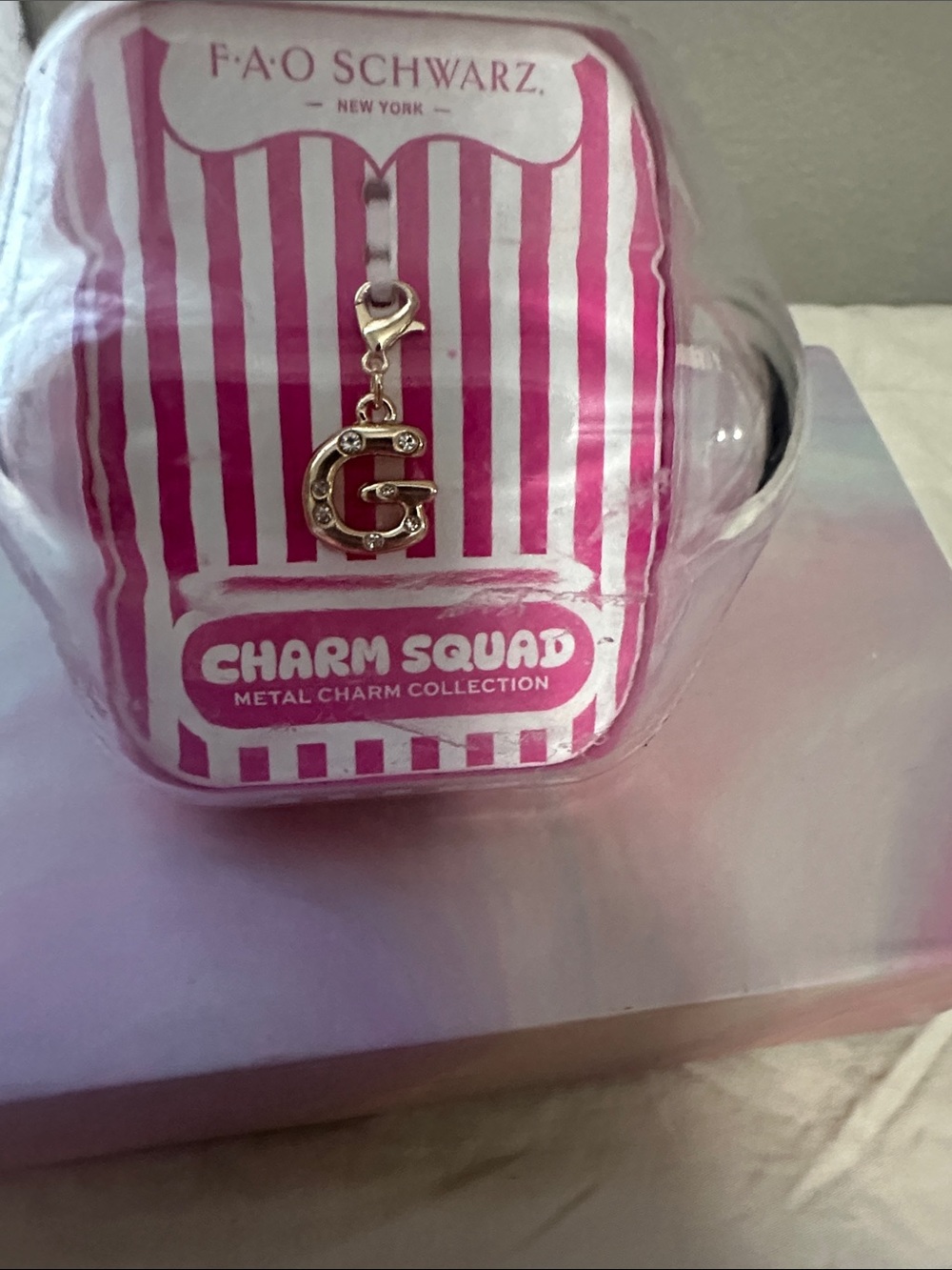 FAO Schwarz Gold Letter G Charm with Clear Rhinestones NWT